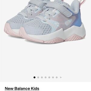 New Balance Kids Blue/Grey and Pink Wide Sneakers